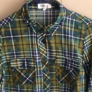 Soft Flannel shirt size Small green and blue plaid